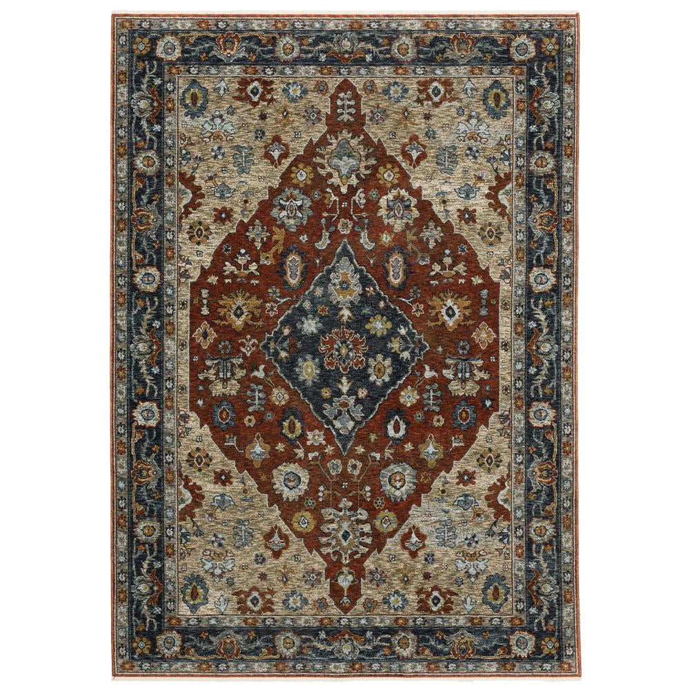 Aberdeen Red and Blue Hand-knotted Synthetic Area Rug 3'3" x 5'