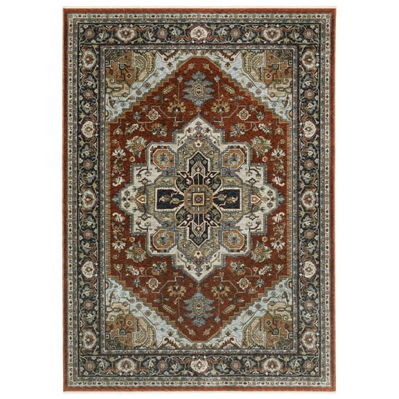 Oriental Weavers Aberdeen Area Rug - 1144R - 5'3" x 7'6" - in Red/ Blue - Vintage Inspired, Stain Resistant, Family and Pet Friendly , Bedroom, Office Rug