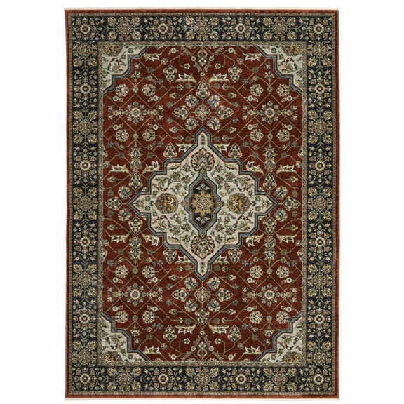 Oriental Weavers Aberdeen Area Rug - 4151R - 2' x 3' - in Red/ Blue - Vintage Inspired, Stain Resistant, Family and Pet Friendly , Entryway, Bathroom Accent Rug