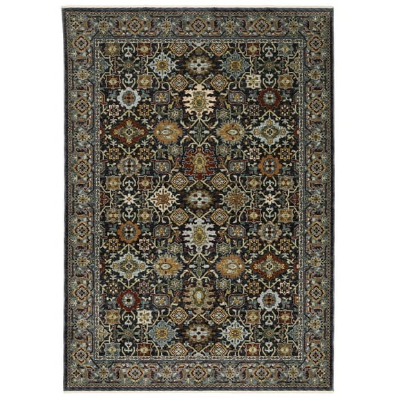 Oriental Weavers Aberdeen Area Rug - 4922D - 5'3" x 7'6" - in Blue/ Multi - Vintage Inspired, Stain Resistant, Family and Pet Friendly , Bedroom, Office Rug