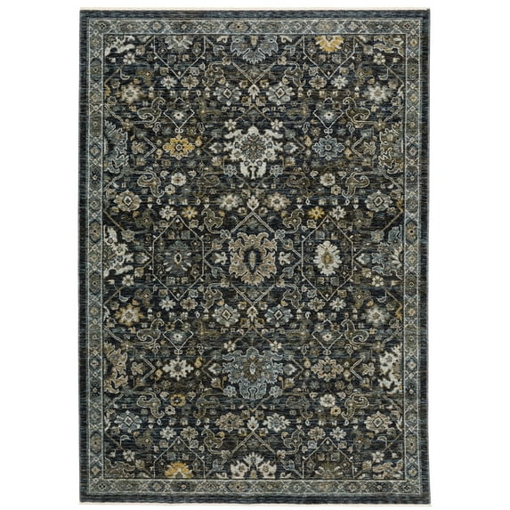 Oriental Weavers Aberdeen Area Rug 533K1 Traditional Blue Floral Oriental 7'10" X 10'10" Rectangle