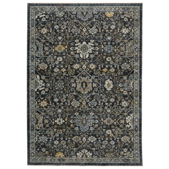 Oriental Weavers Aberdeen Area Rug - 533K1 - 5'3" x 7'6" - in Blue/ Light Blue - Vintage Inspired, Stain Resistant, Family and Pet Friendly , Bedroom, Office Rug