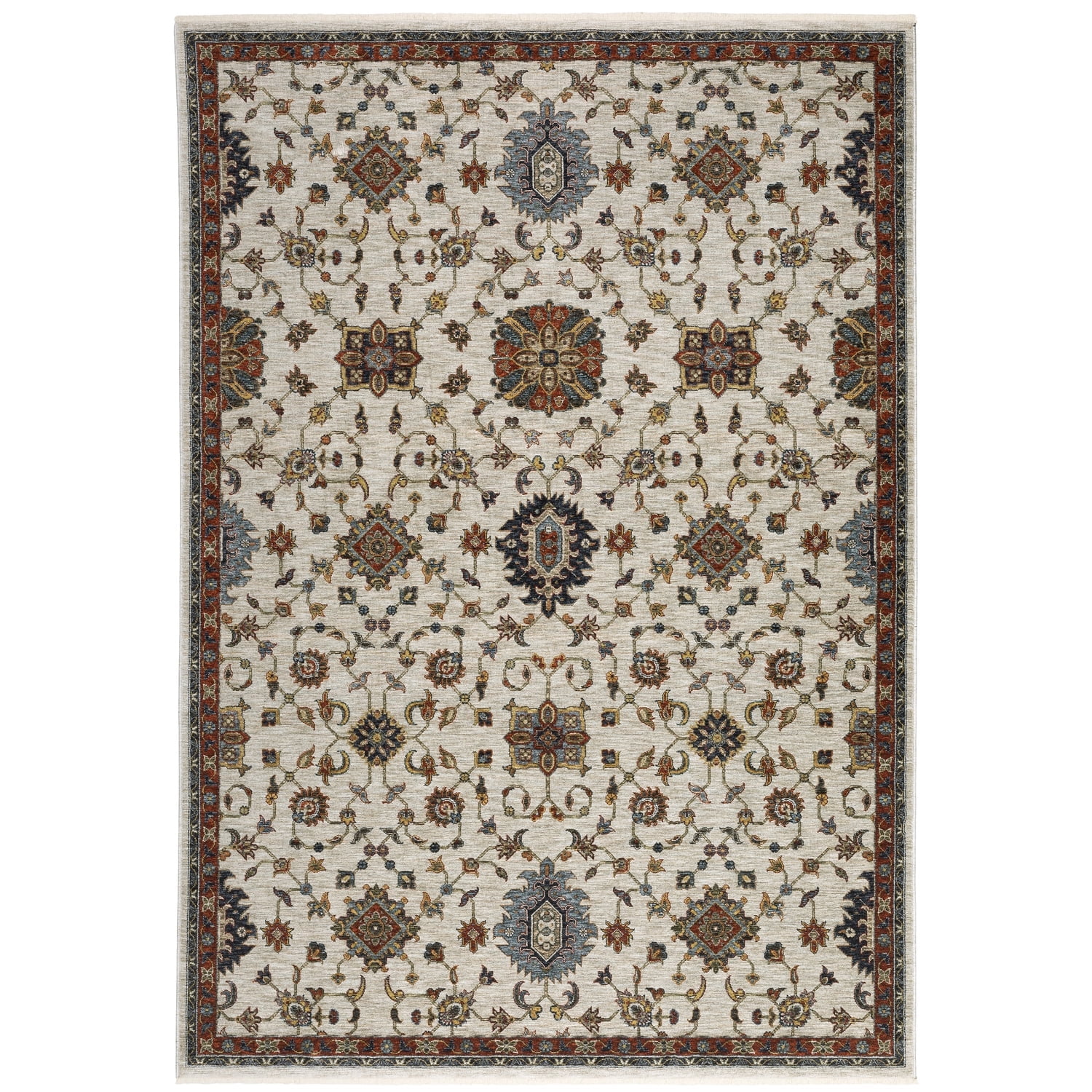 Ivory and Multi Traditional Hand-knotted Rectangular Area Rug 3.3x5