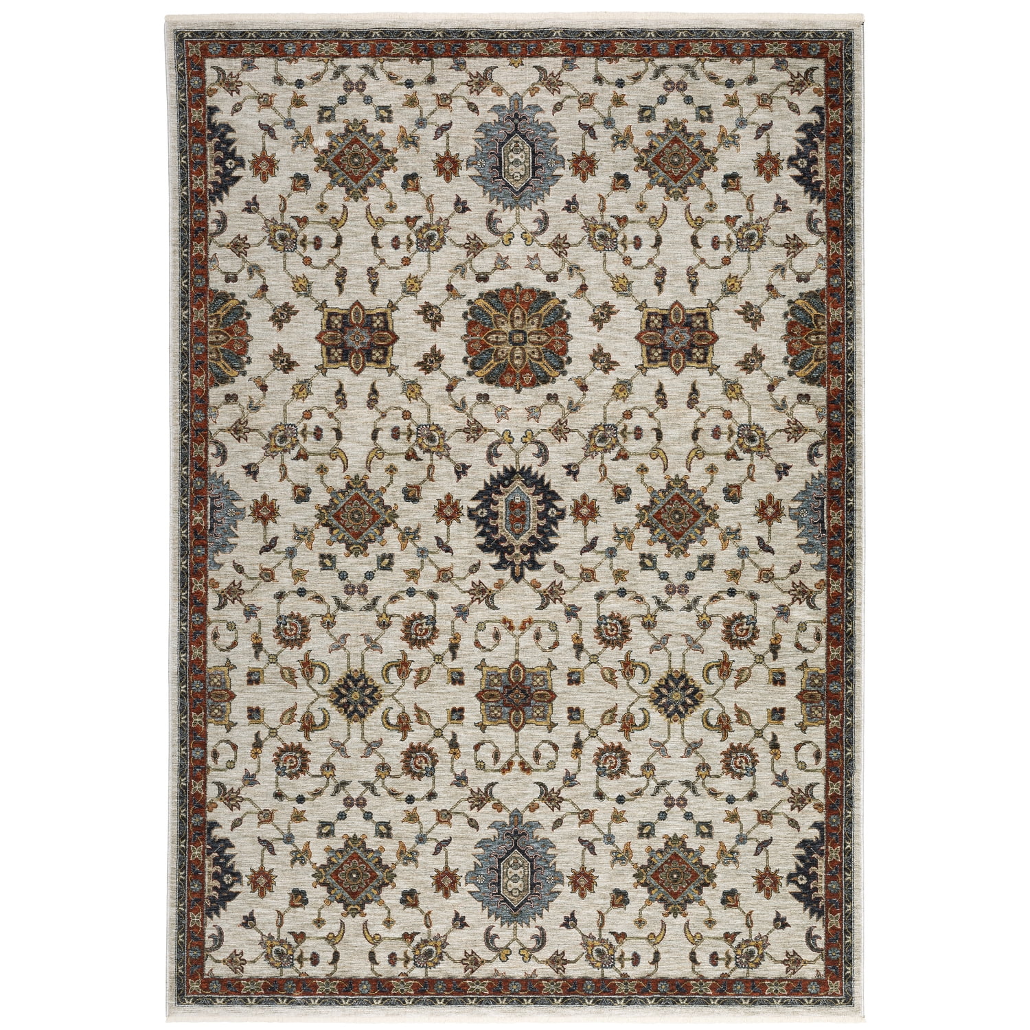 Ivory and Multi Traditional Hand-knotted Rectangular Area Rug 3.3x5