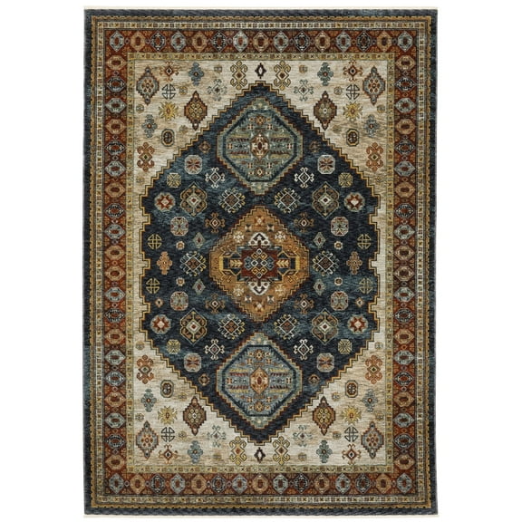 Oriental Weavers Aberdeen Area Rug - 005W1 - 6'7" x 9'6" - in Blue/ Multi - Vintage Inspired, Stain Resistant, Family and Pet Friendly , Dining, Living Room Rug