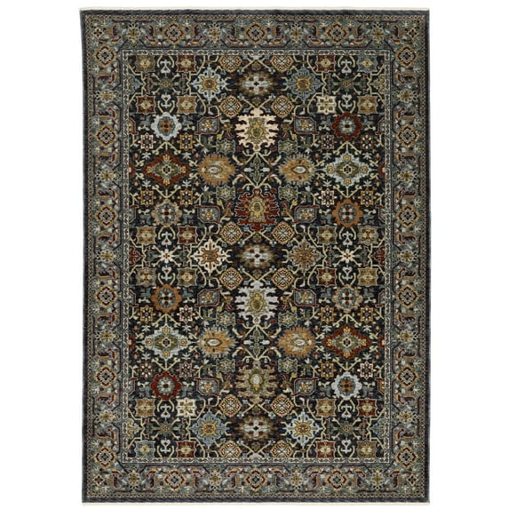 Oriental Weavers Aberdeen Area Rug - 4922D - 6'7" x 9'6" - in Blue/ Multi - Vintage Inspired, Stain Resistant, Family and Pet Friendly , Dining, Living Room Rug