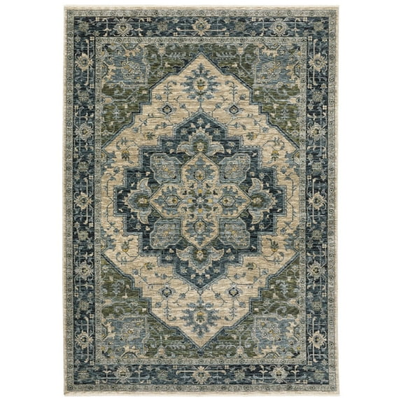 Oriental Weavers Aberdeen Area Rug 051G1 Traditional Blue Medallion Oriental 7'10" X 10'10" Rectangle
