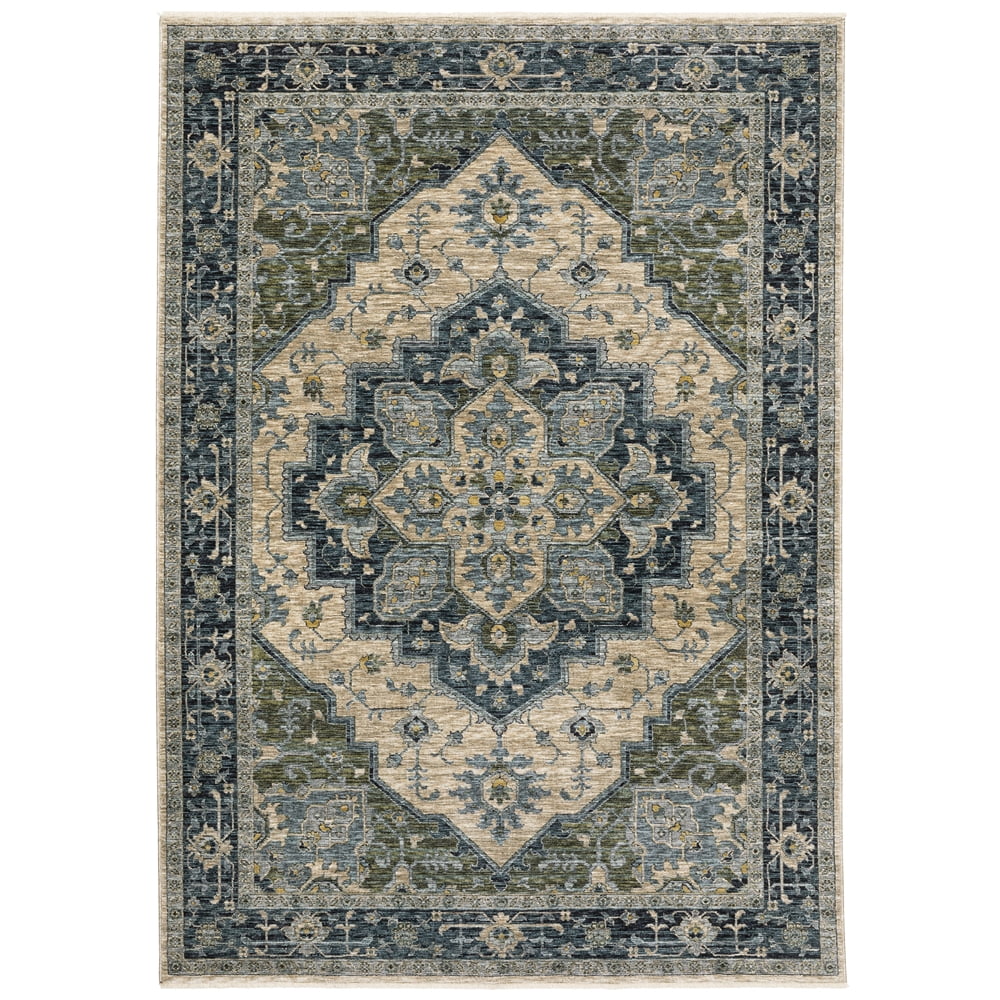 Aberdeen Ocean Blue Traditional Wool-Blend 7'10" x 10'10" Area Rug