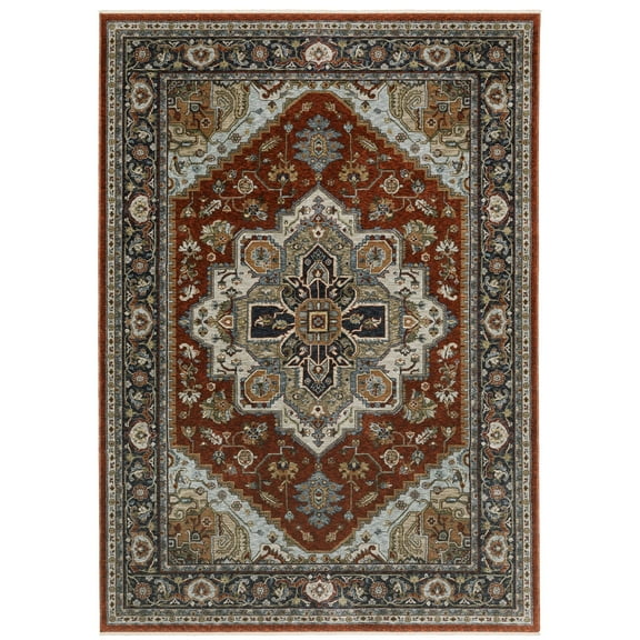 Oriental Weavers Aberdeen Area Rug - 1144R - 3'3" x 5' - in Red/ Blue - Vintage Inspired, Stain Resistant, Family and Pet Friendly , Entrway, Bedroom Rug