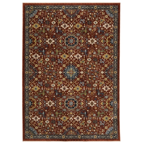 Oriental Weavers Aberdeen Area Rug - 006R1 - 6'7" x 9'6" - in Red/ Multi - Vintage Inspired, Stain Resistant, Family and Pet Friendly , Dining, Living Room Rug