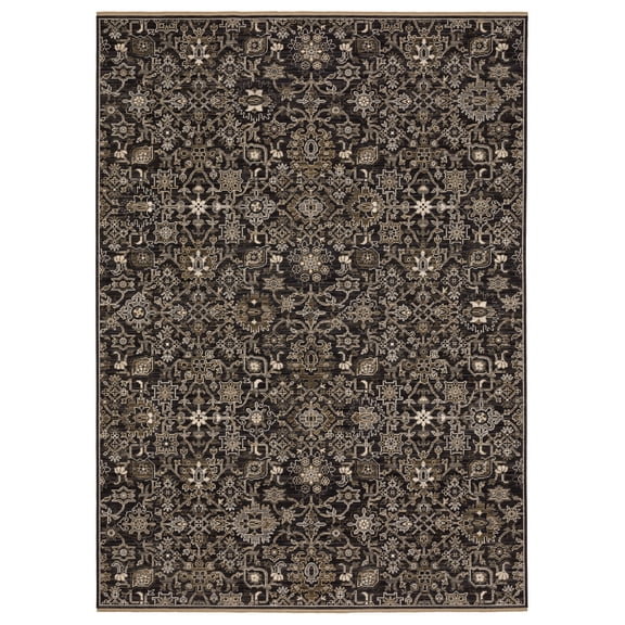 Oriental Weavers Acacia Machine Woven Area Rug - ACA05-5'3" x 7'6" - in Charcoal//Tan - Traditional Style Bedroom, Bathroom, Entryway, Kitchen Rug