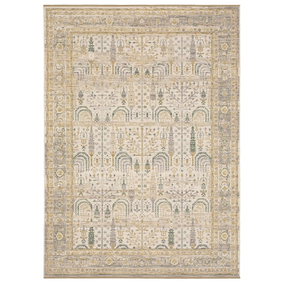 Oriental Weavers Acacia Machine Woven Area Rug - ACA14-6'7" x 9'6" - in Beige/Green - Traditional Style Dining Room, Living Room, Family Room Rug