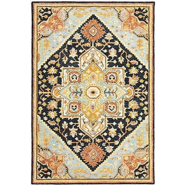 Oriental Weavers Alfresco Hand-made Wool Area Rug - 28408 - 2'6" x 8' - in Navy/ Rust - Vintage Inspired, Hand-Made Wool Rugs, Entryway, Hallway Runner Rug