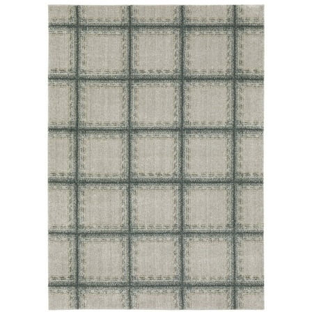 Oriental Weavers Alton Area Rug - 092E9 - 6'7" x 9'6" - in Grey/ Teal - Casual Geometric, Stain Resistant, Family and Pet Friendly , Dining, Living Room Rug