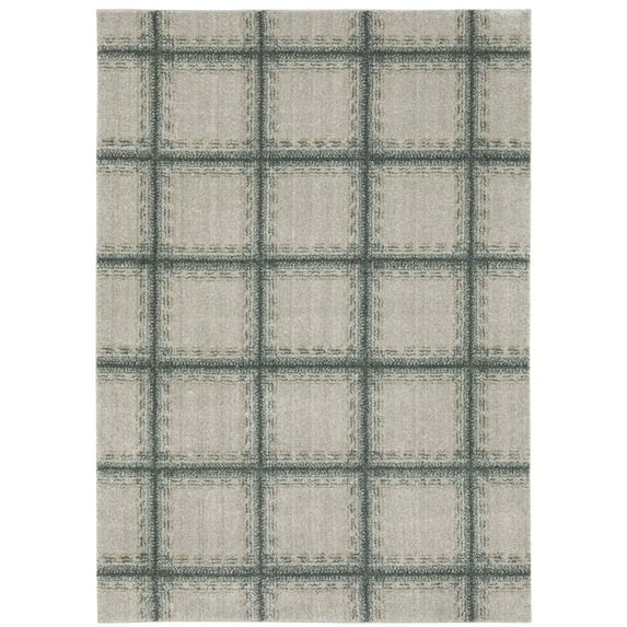 Oriental Weavers Alton Area Rug - 092E9 - 6'7" x 9'6" - in Grey/ Teal - Casual Geometric, Stain Resistant, Family and Pet Friendly , Dining, Living Room Rug