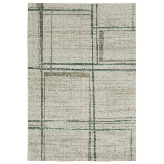 Oriental Weavers Alton Area Rug - 501Z9 - 5'3" x 7'6" - in Grey/ Teal - Modern Style, Stain Resistant, Family and Pet Friendly , Bedroom, Office Rug