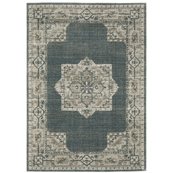 Oriental Weavers Alton Area Rug 5501B Traditional Blue Distressed Oriental 5' 3" X 7' 6" Rectangle