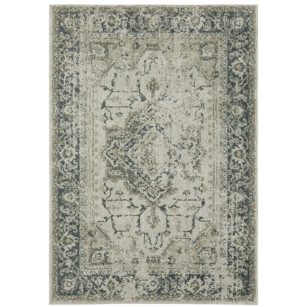 Oriental Weavers Alton Area Rug - 002W9 - 6'7" x 9'6" - in Gray/ Blue - Vintage Inspired, Stain Resistant, Family and Pet Friendly , Dining, Living Room Rug