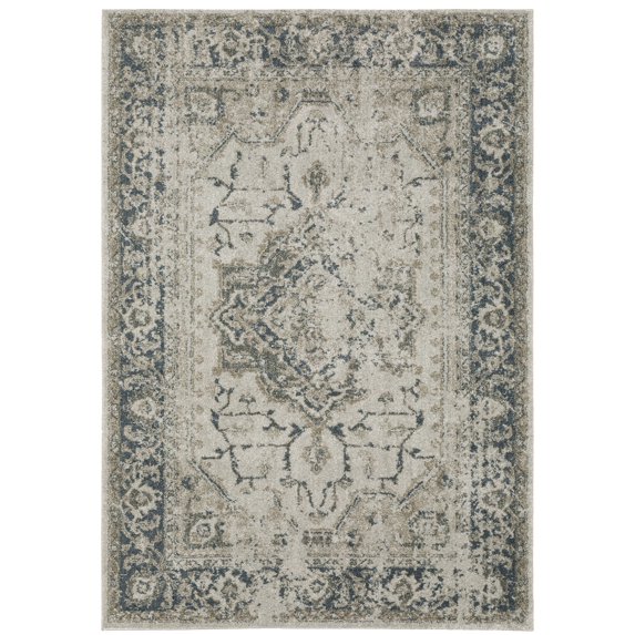 Oriental Weavers Alton Area Rug - 002W9 - 6'7" x 9'6" - in Gray/ Blue - Vintage Inspired, Stain Resistant, Family and Pet Friendly , Dining, Living Room Rug