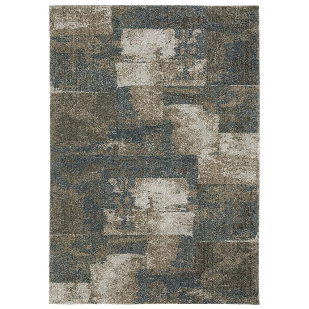 Alton Blue and Brown Synthetic Rectangular Area Rug 5'3" x 7'6"