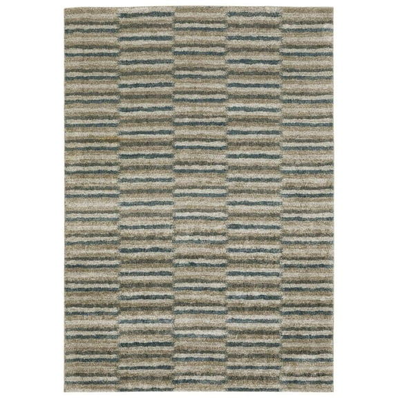 Oriental Weavers Alton Area Rug - 5502D - 6'7" x 9'6" - in Teal/ Grey - Modern Industrial Style, Stain Resistant, Family and Pet Friendly , Dining, Living Room Rug