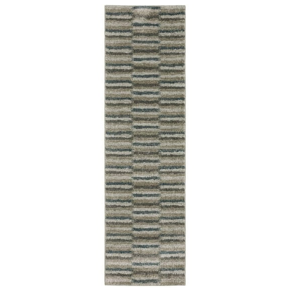 Oriental Weavers Alton Area Rug - 5502D - 2'3" x 7'6" - in Teal/ Gray - Modern Industrial Style, Stain Resistant, Family and Pet Friendly , Entryway, Hallway Runner Rug