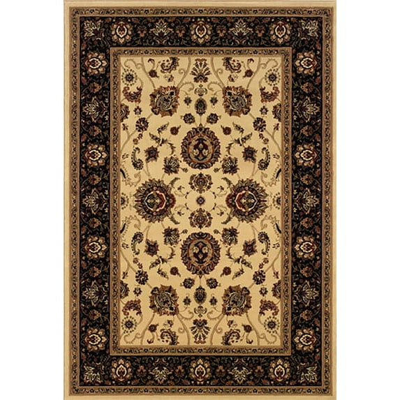 Oriental Weavers Ariana 130/7 Ivory/Black Oriental Round Indoor Area Rug