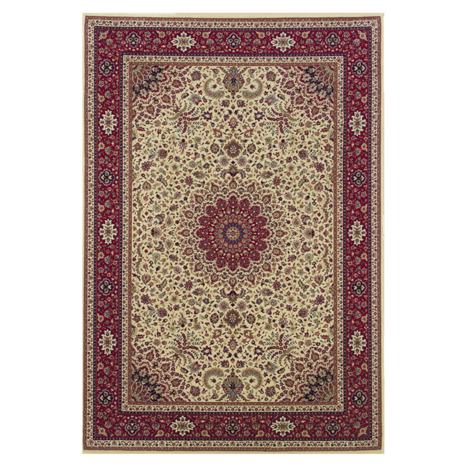 Ivory and Red Oriental Synthetic Runner Rug 2.7x9.4