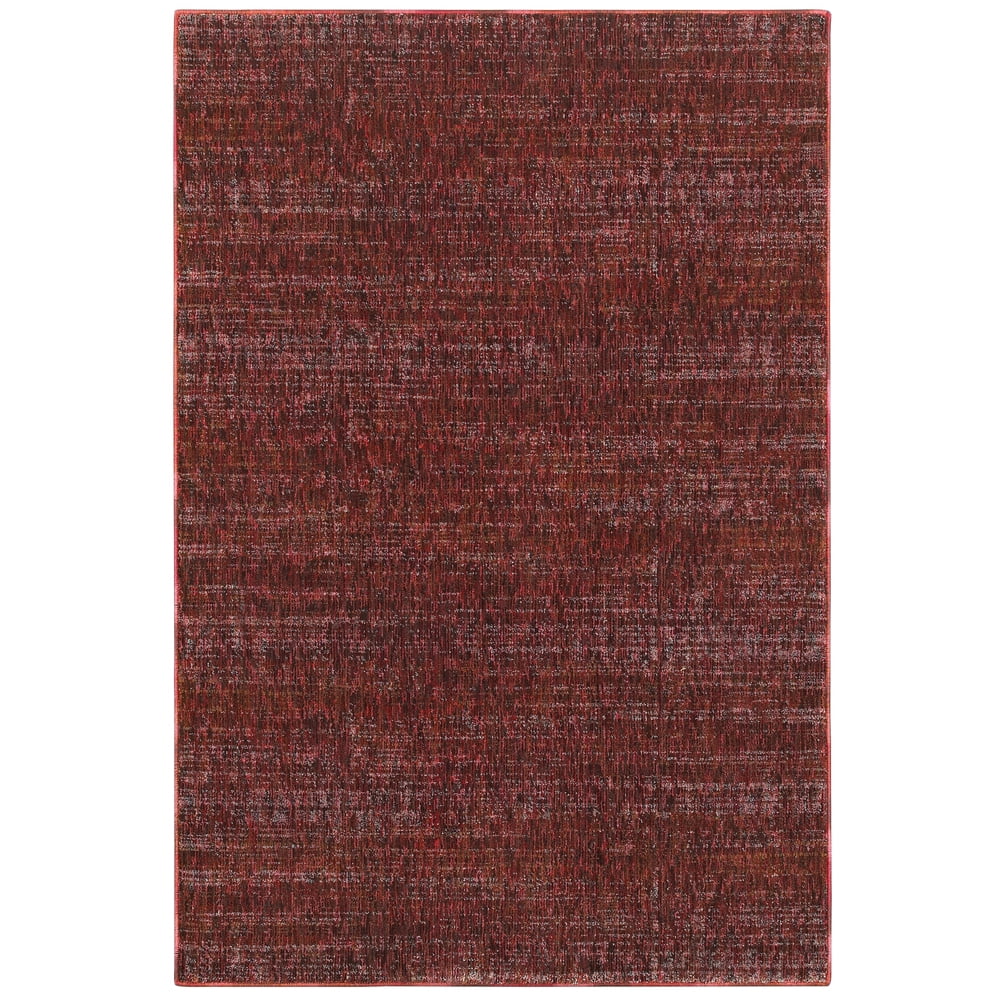 Atlas Red and Rust Rectangular Synthetic Area Rug