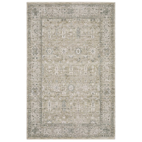 Oriental Weavers Avalon Machine Woven Area Rug - AVA03 - 2'7" x 7'7" - in Beige/ Grey - Traditional Style Hallway, Entryway, Kitchen, Bathroom Rug