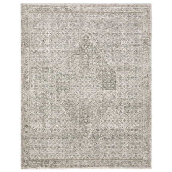 Oriental Weavers Avalon Machine Woven Area Rug - AVA04-2'7" x 7'7" - in Grey/Beige - Traditional Style Hallway, Entryway, Kitchen, Bathroom Rug