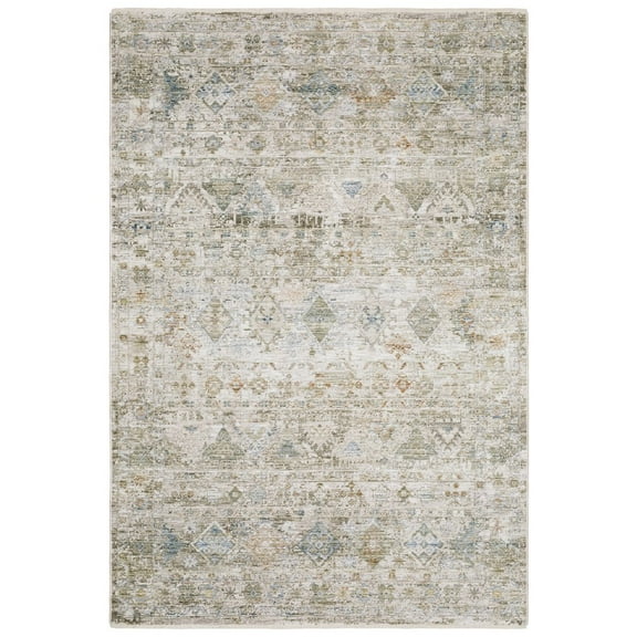 Oriental Weavers Avalon Machine Woven Area Rug - AVA05 - 2'7" x 7'7" - in Beige/ Grey - Traditional Style Hallway, Entryway, Kitchen, Bathroom Rug