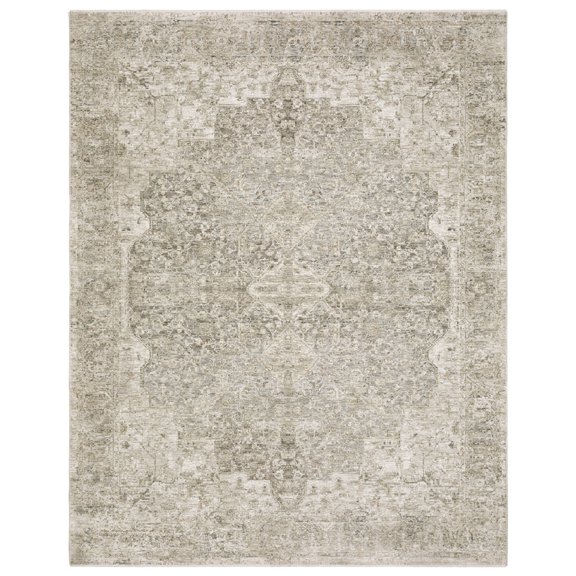 Oriental Weavers Avalon Machine Woven Area Rug - AVA08-9'10" x 12'10" - in Beige/Grey - Traditional Style Living Room, Family Room, Dining Room Rug
