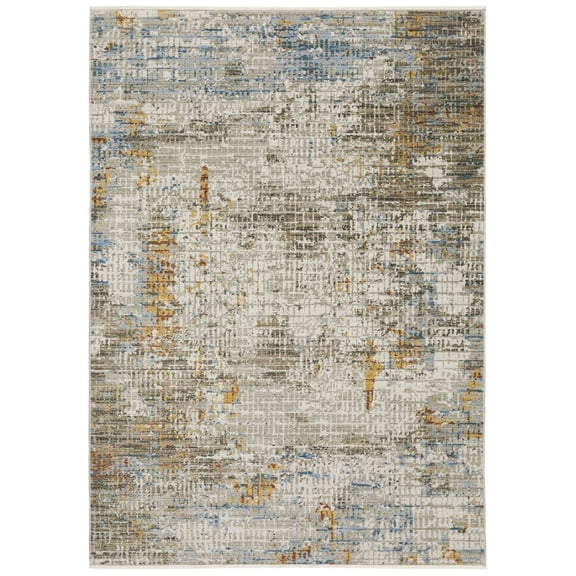 Oriental Weavers Bauer Area Rug - 005E2 - 7'10" x 10'10" - in Beige/ Multi - Modern Style, Recycled PET Fibers, Stain Resistant, Dining, Living Room Rug