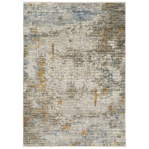 Oriental Weavers Bauer Area Rug - 005E2 - 9'10" x 12'10" - in Beige/ Multi - Modern Style, Recycled PET Fibers, Stain Resistant, Family, Dining, Living Room Rug
