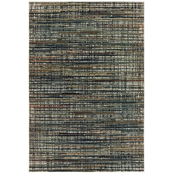 Oriental Weavers Bowen Area Rug - 1332H - 9'10" x 12'10" - in Black/ Navy - Modern Style, Stain Resistant, Family and Pet Friendly , Family, Dining, Living Room Rug