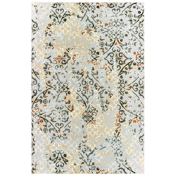 Oriental Weavers Bowen Area Rug - 108W2 - 7'10" x 10'10" - in Grey/ Gold - Casual Floral, Stain Resistant, Family and Pet Friendly , Dining, Living Room Rug
