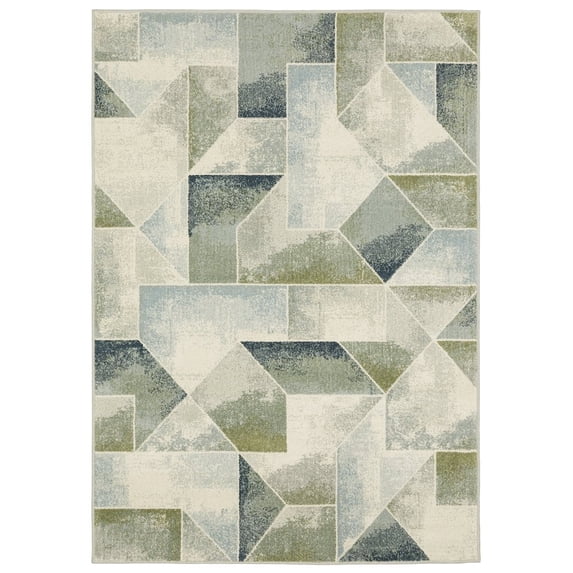 Oriental Weavers Branson Area Rug - BR10A - 9'10" x 12'10" - in Blue/ Green - Modern Style, Stain Resistant, Family and Pet Friendly , Family, Dining, Living Room Rug