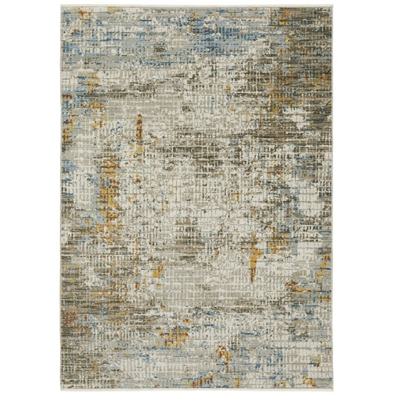 Oriental Weavers Bauer Area Rug - 005E2 - 3'10" x 5'5" - in Beige/ Multi - Modern Style, Recycled PET Fibers, Stain Resistant, Entrway, Bedroom Rug