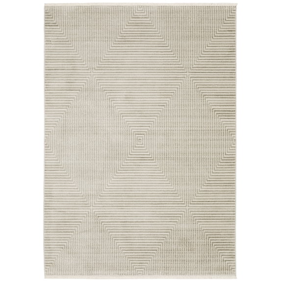 Oriental Weavers Bauer Area Rug - 4150E - 2'3" x 7'6" - in Beige/ Ivory - Modern Style, Recycled PET Fibers, Stain Resistant, Entryway, Hallway Runner Rug