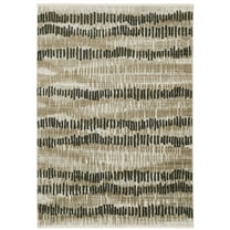 Oriental Weavers Bauer Area Rug - 8120D - 6'7" x 9'6" - in Beige/ Charcoal - Modern Style, Recycled PET Fibers, Stain Resistant, Dining, Living Room Rug