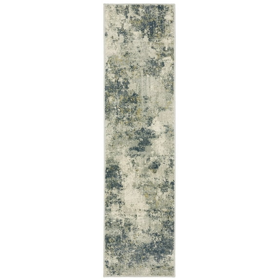 Oriental Weavers Branson Area Rug - BR12A - 1'10" x 7'3" - in Beige/ Teal - Modern Style, Stain Resistant, Family and Pet Friendly , Entryway, Hallway Runner Rug