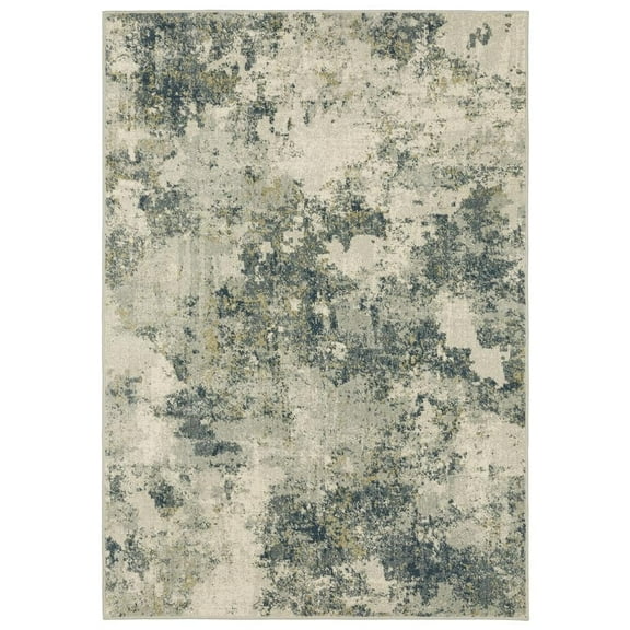 Oriental Weavers Branson Area Rug - BR12A - 3'3" x 5' - in Beige/ Teal - Modern Style, Stain Resistant, Family and Pet Friendly , Entrway, Bedroom Rug
