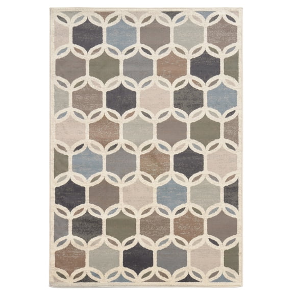 Oriental Weavers Brentwood 090W9 Ivory/Multi Geometric Rectangle Indoor Area Rug