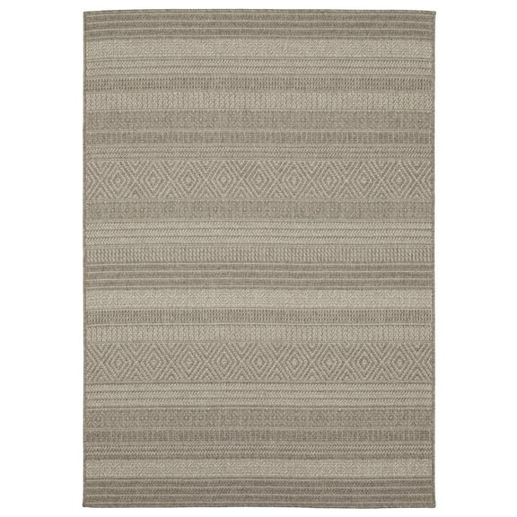 Oriental Weavers Caicos Indoor/Outdoor Rug - CA06A - 6'7" x 9'2" - in Gray/ Light Gray - Classic Casual Style, Water, Stain and Fade Resistant, Hose Clean, Patio, Outdoor Living Area Rug