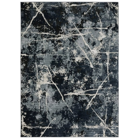 Oriental Weavers Caravan Area Rug - 7150B - 7'10" x 10'10" - in Blue/ Gray - Modern Style, Stain Resistant, Family and Pet Friendly , Dining, Living Room Rug