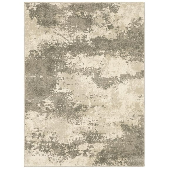 Oriental Weavers Carson Area Rug - 0734D - 3'10" x 5'5" - in Beige/ Gray - Modern Industrial Style, Stain Resistant, Family and Pet Friendly , Entrway, Bedroom Rug