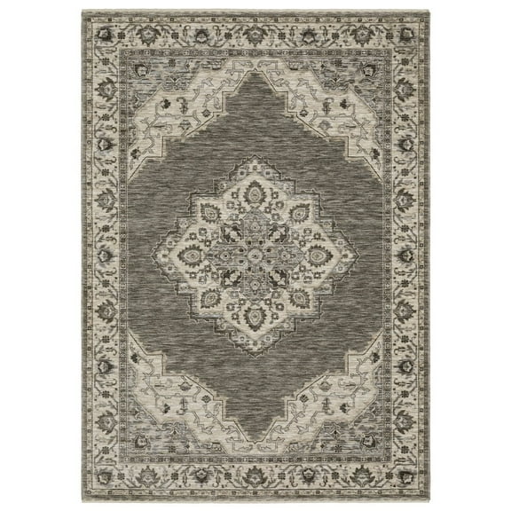 Oriental Weavers Chamberlain Area Rug - CH05A - 5'3" x 7'6" - in Gray/ Beige - Vintage Inspired, Stain Resistant, Family and Pet Friendly , Bedroom, Office Rug