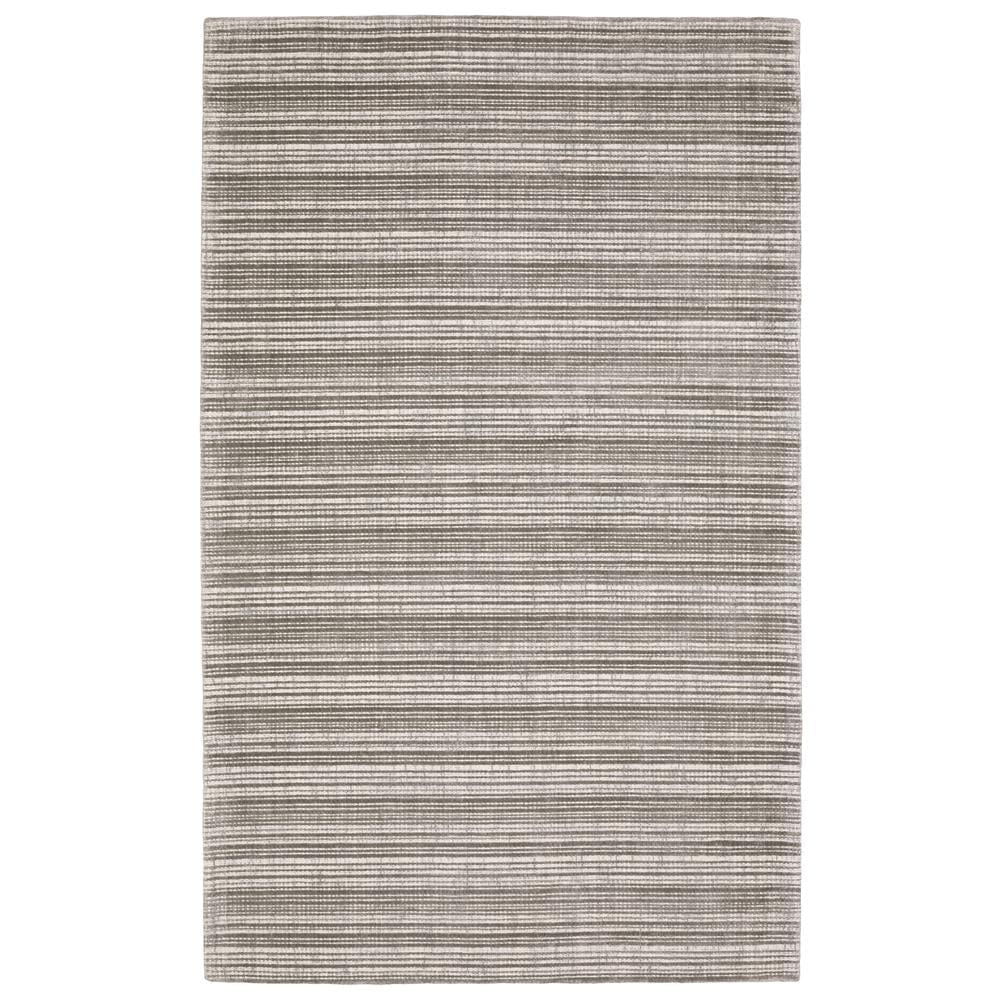 Gray and Ivory Hand-Tufted Wool and Viscose Runner Rug 2.6x8