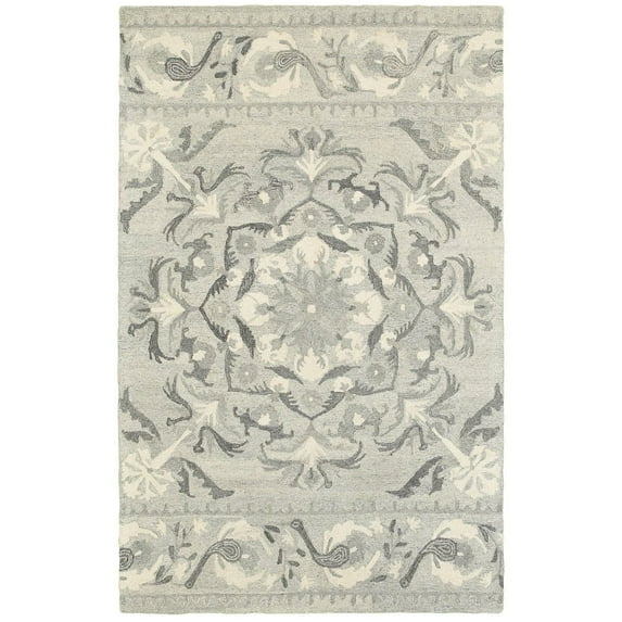 Oriental Weavers Craft Hand-made Wool Area Rug - 93001 - 8' x 10' - in Ash/ Ivory - Scandinavian Inspired, Hand-Made Wool Rugs, Dining, Living Room Rug